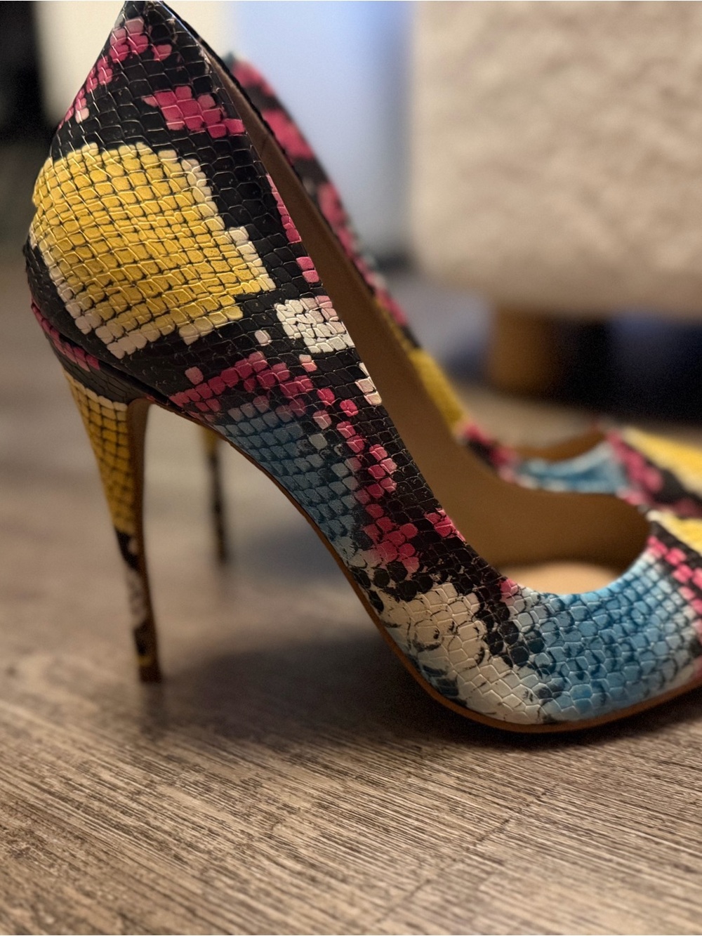 ALDO Size 8.5 Multicolor Snakeskin Pointed Toe Stiletto Pumps Heels - Picture 4 of 10